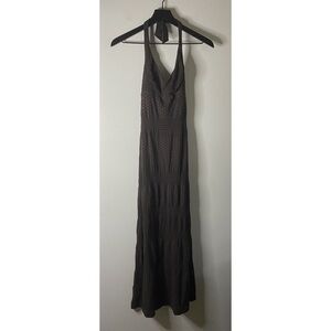 Fabulous Black/brown Crochet Halter Swim Coverup Maxi